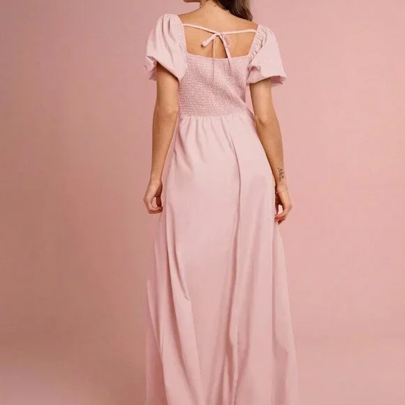 Baby Pink Elegant Women's Sweetheart Maxi Dress - Picture 2 of 6